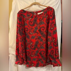 LOFT Scarlet Paisley Blouse (NWOT) Size XL